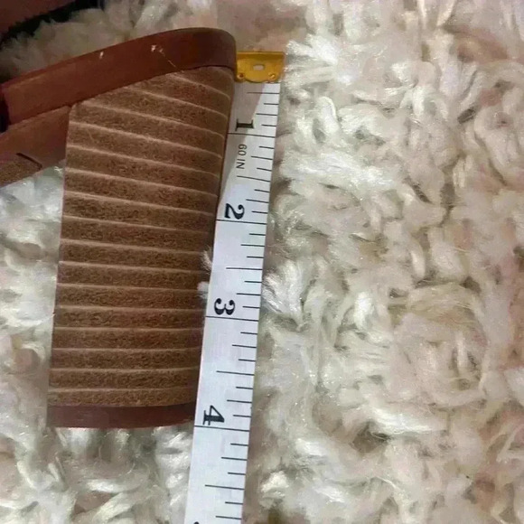 Franco Sarto Denim and Brown Peep-Toe Ankle Boots - Picture 12 of 12